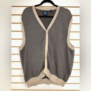 Pebble Beach Herringbone V-Neck Sweater Vest Knit Button Front. Size XL‎